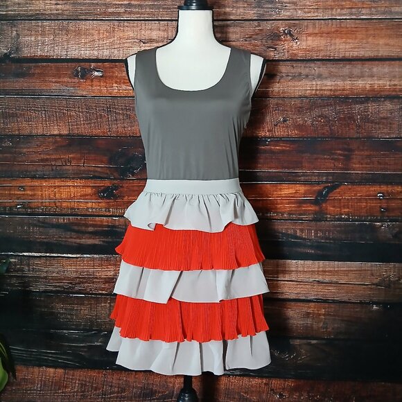 NWT Misope Dress M Tiered Ruffle Layered Lined Side Zip Tank Stretch Y2K - Picture 2 of 11